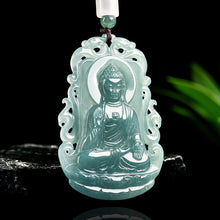 Natural Jade Pendant Amitabha Buddha Jadeite Pendant