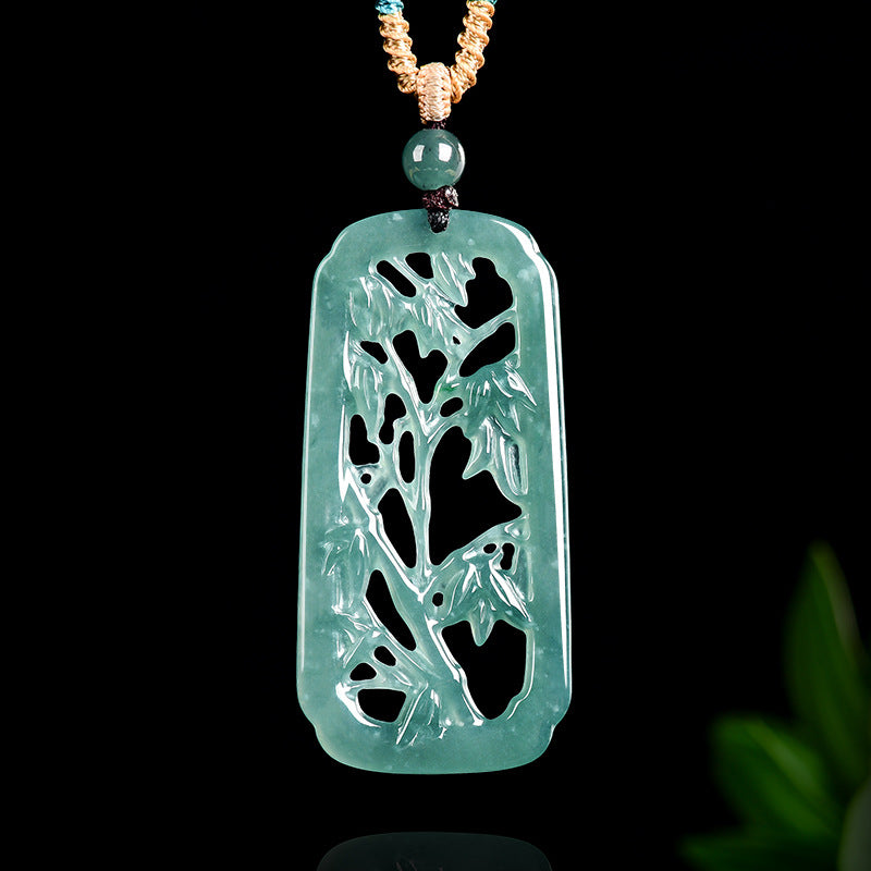 Natural Jade Pendant Bamboo Jadeite Pendant