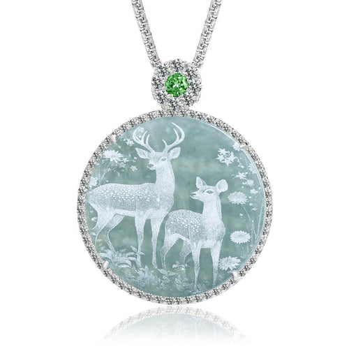Natural Jade Pendant Deer Jadeite Pendant