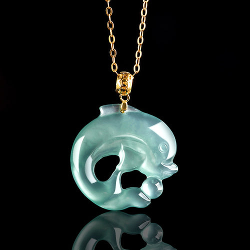 Natural Jade Pendant Dolphin Jadeite Pendant