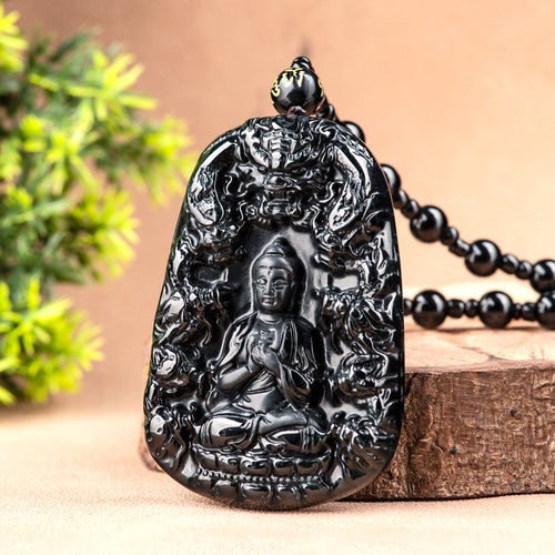 Natural Jade Pendant Dragon Amitabha Buddha Jadeite Pendant