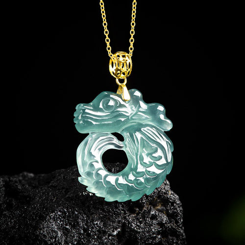 Natural Jade Pendant Dragon Fish Jadeite Pendant