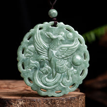 Natural Jade Pendant Dragon Phoenix Jadeite Pendant