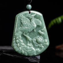 Natural Jade Pendant Dragon Phoenix Jadeite Pendant