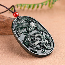 Natural Jade Pendant Dragon Phoenix Jadeite Pendant