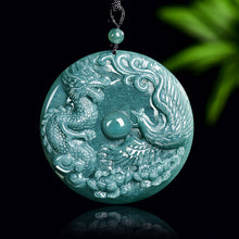 Natural Jade Pendant Dragon Phoenix Jadeite Pendant