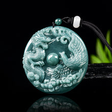 Natural Jade Pendant Dragon Phoenix Jadeite Pendant