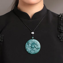 Natural Jade Pendant Dragon Phoenix Jadeite Pendant