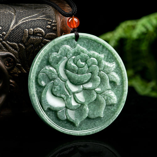 Natural Jade Pendant Flower Jadeite Pendant