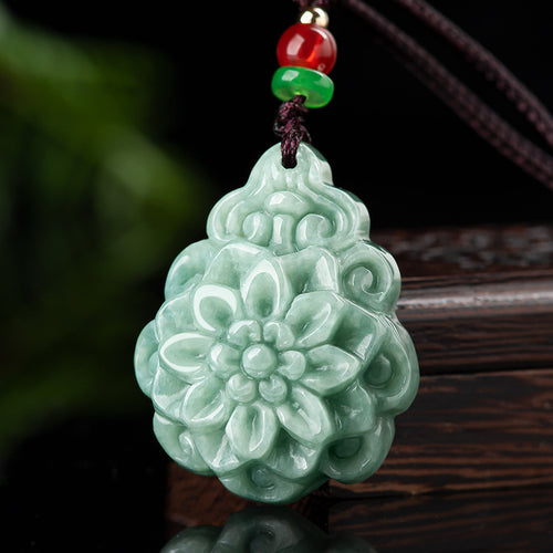 Natural Jade Pendant Flower Jadeite Pendant