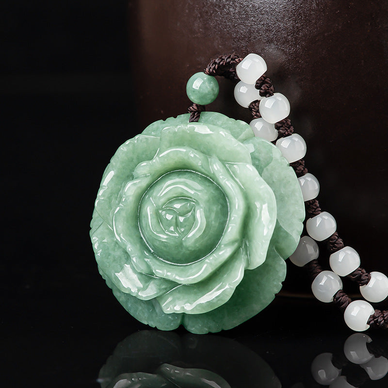 Natural Jade Pendant Flower Jadeite Pendant
