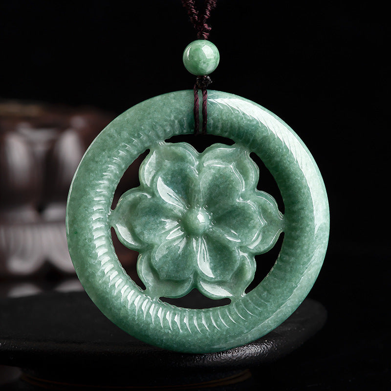 Natural Jade Pendant Flower Jadeite Pendant