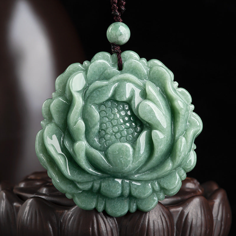 Natural Jade Pendant Flower Jadeite Pendant