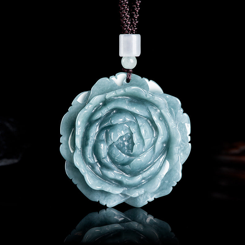 Natural Jade Pendant Flower Jadeite Pendant