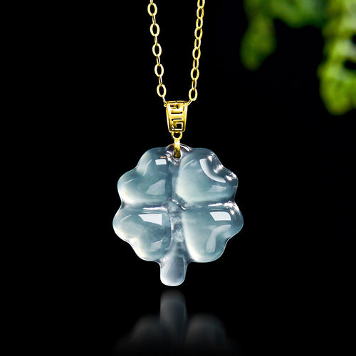 Natural Jade Pendant Four-leaf Clover Jadeite Pendant