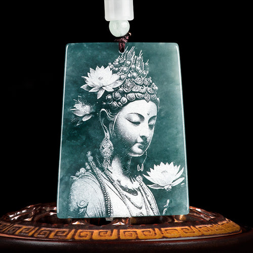Natural Jade Pendant Guanyin Jadeite Pendant