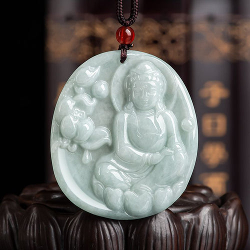 Natural Jade Pendant Guanyin Jadeite Pendant