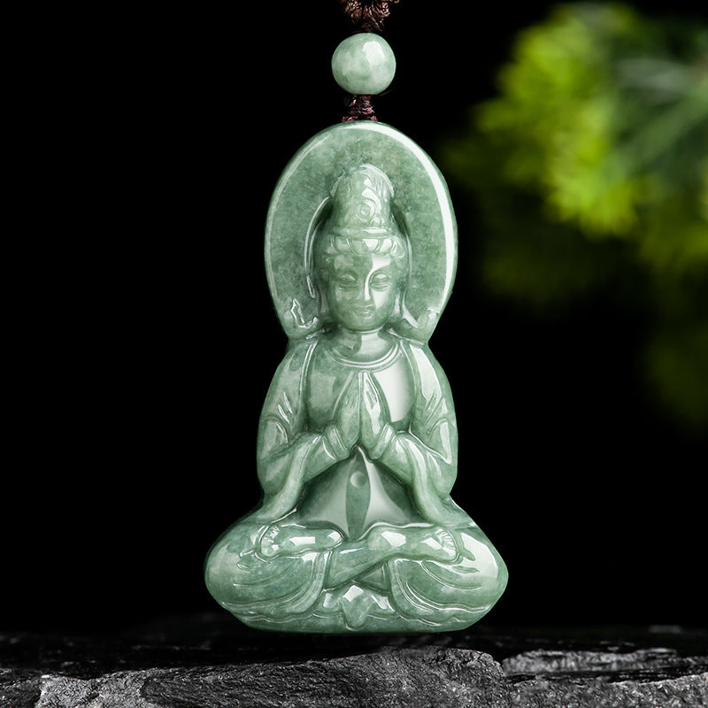 Natural Jade Pendant Guanyin Jadeite Pendant