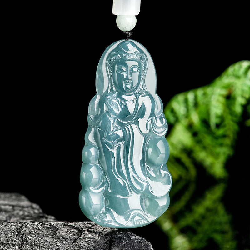 Natural Jade Pendant Guanyin Jadeite Pendant