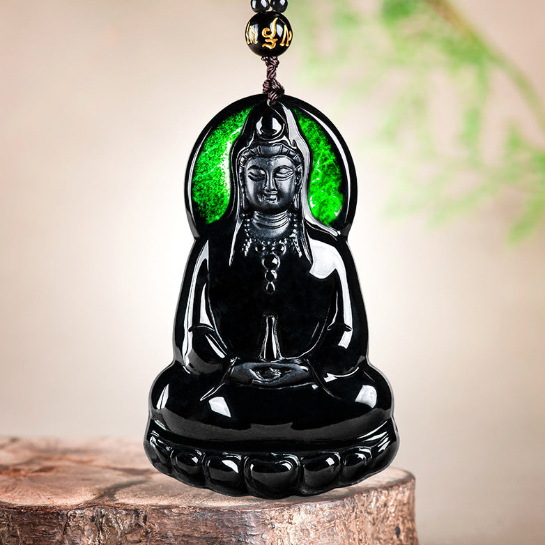 Natural Jade Pendant Guanyin Jadeite Pendant