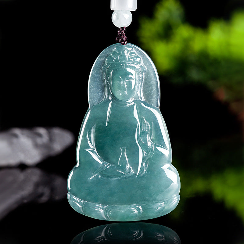 Natural Jade Pendant Guanyin Jadeite Pendant