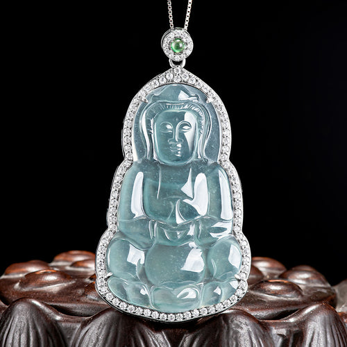 Natural Jade Pendant Guanyin Jadeite Pendant