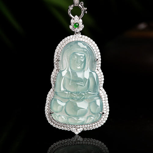 Natural Jade Pendant Guanyin Jadeite Pendant