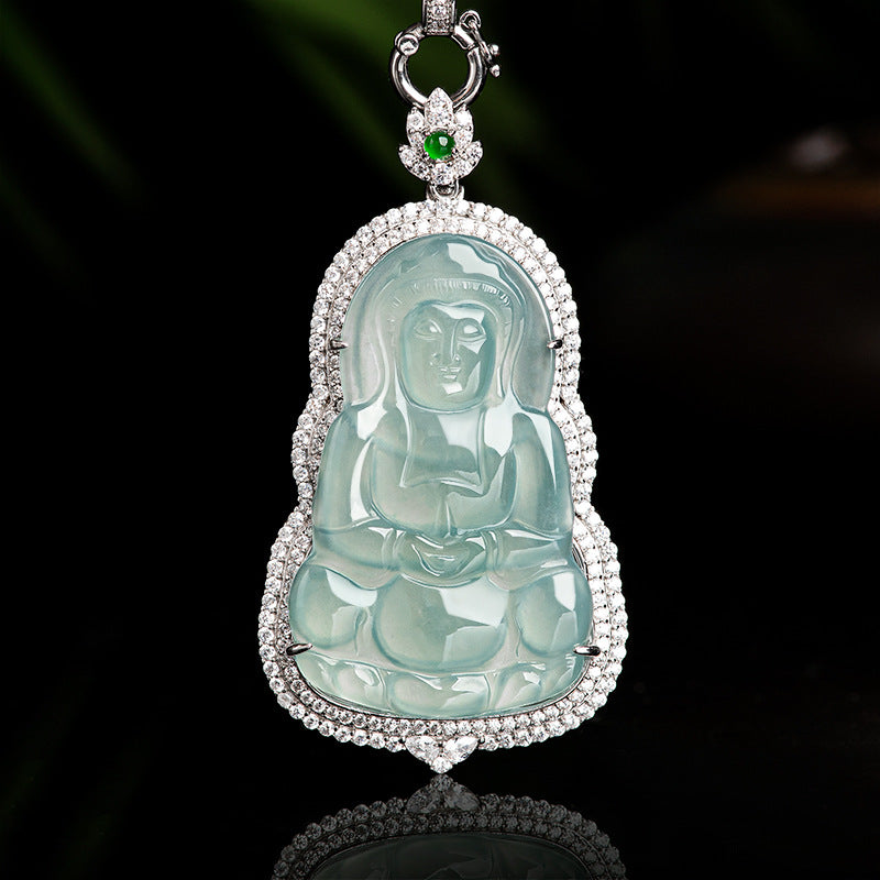 Natural Jade Pendant Guanyin Jadeite Pendant