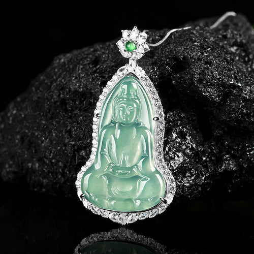 Natural Jade Pendant Guanyin Jadeite Pendant