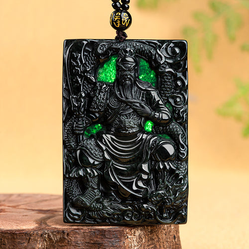 Natural Jade Pendant Guanyu Dragon Jadeite Pendant