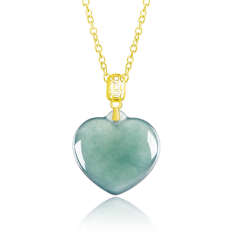 Natural Jade Pendant Heart Jadeite Pendant