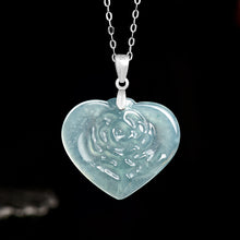 Natural Jade Pendant Heart Silver Jadeite Pendant