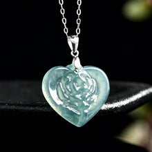 Natural Jade Pendant Heart Silver Jadeite Pendant