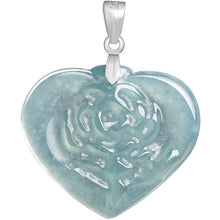Natural Jade Pendant Heart Silver Jadeite Pendant