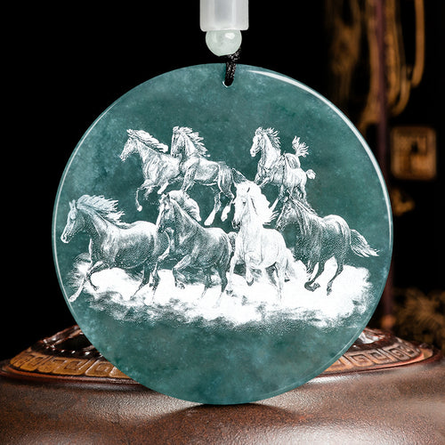 Natural Jade Pendant Horses Jadeite Pendant