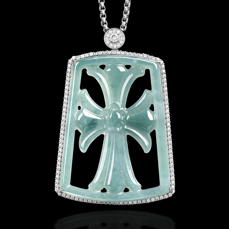 Natural Jade Pendant Jadeite Cross Pendant