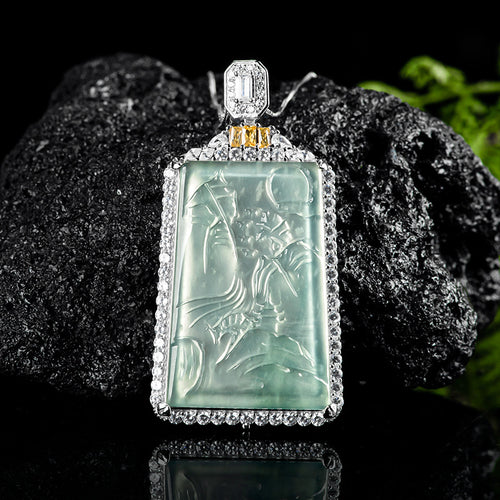 Natural Jade Pendant Landscape Jadeite Pendant