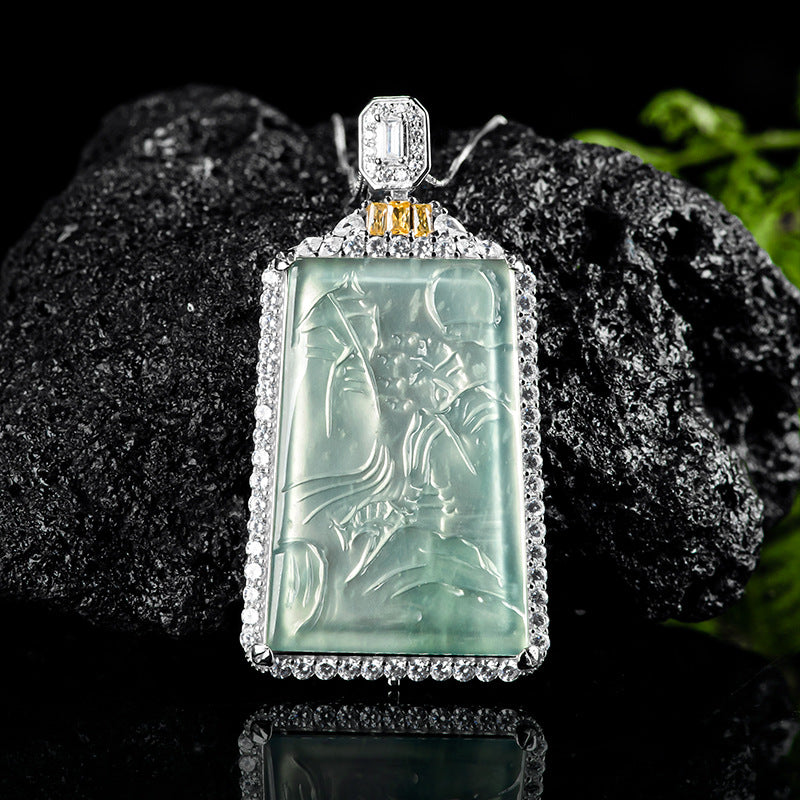 Natural Jade Pendant Landscape Jadeite Pendant