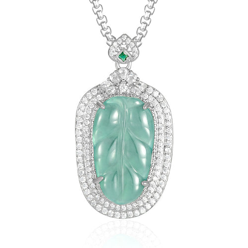 Natural Jade Pendant Leaf Jadeite Pendant