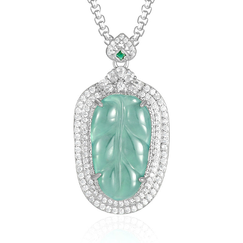 Natural Jade Pendant Leaf Jadeite Pendant