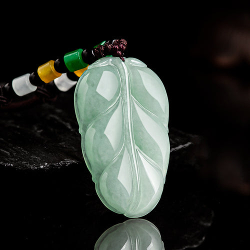 Natural Jade Pendant Leaf Jadeite Pendant