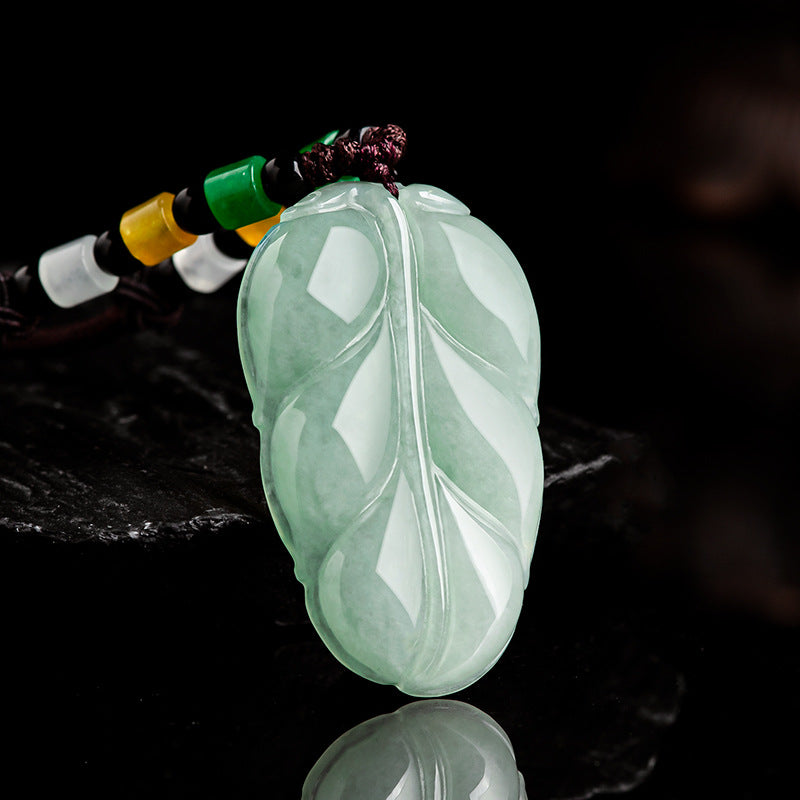 Natural Jade Pendant Leaf Jadeite Pendant