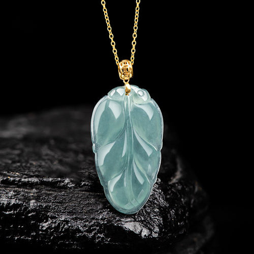Natural Jade Pendant Leaf Jadeite Pendant