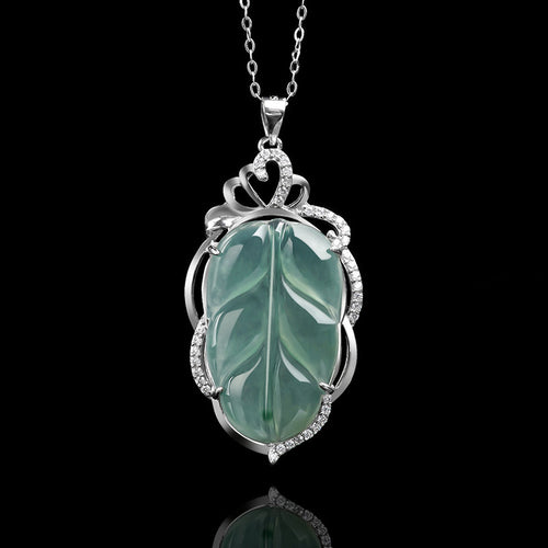 Natural Jade Pendant Leaf Jadeite Pendant