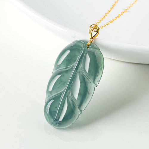 Natural Jade Pendant Leaf Jadeite Pendant