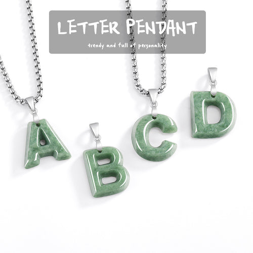 Natural Jade Pendant Letter Jadeite Pendant