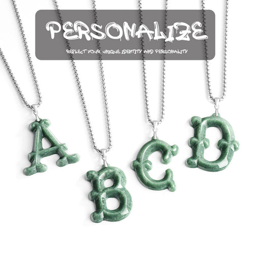Natural Jade Pendant Letter Jadeite Pendant