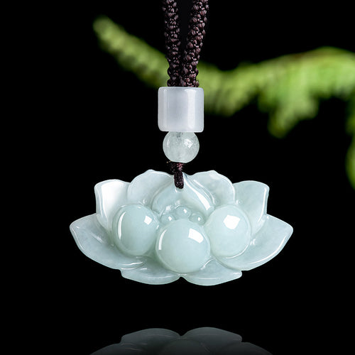 Natural Jade Pendant Lotus Jadeite Pendant