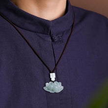 Natural Jade Pendant Lotus Jadeite Pendant