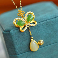 Natural Jade Pendant Nephrite Silver Butterfly Pendant